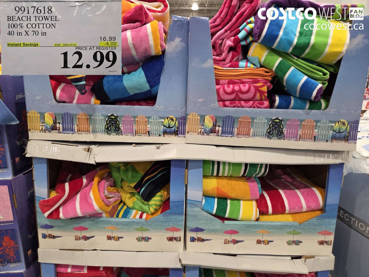 9917618 BEACH TOWEL 100% COTTON 40 in X 70 in ($4.00 INSTANT SAVINGS EXPIRES ON 2026-03-01) $12.99