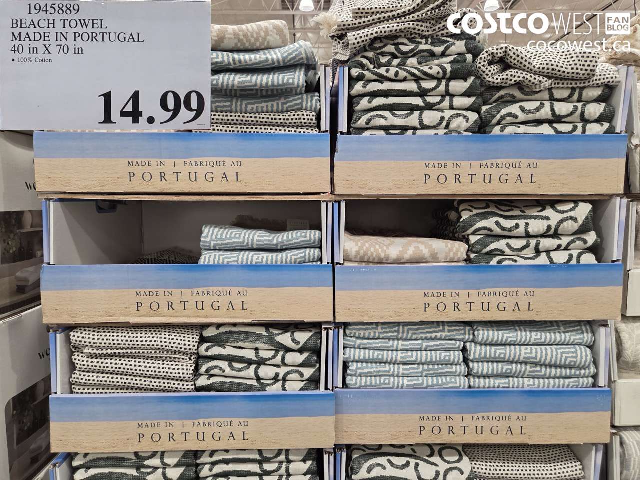 1945889 BEACH TOWEL MADE IN PORTUGAL 40 IN X 70 IN $14.99