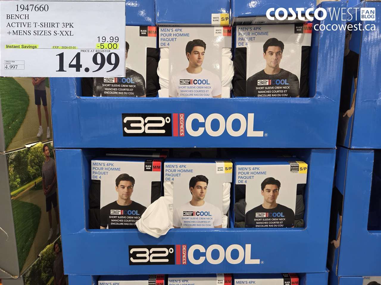 1947660 BENCH ACTIVE T-SHIRT 3PK +MENS SIZES S-XXL ($5.00 INSTANT SAVINGS EXPIRES ON 2026-03-01) $14.99