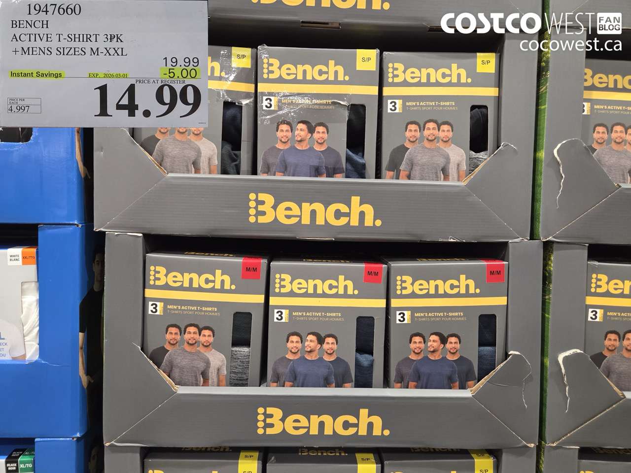 1947660 BENCH ACTIVE T-SHIRT 3PK + MENS SIZES M-XXL ($5.00 INSTANT SAVINGS EXPIRES ON 2026-03-01) $14.99