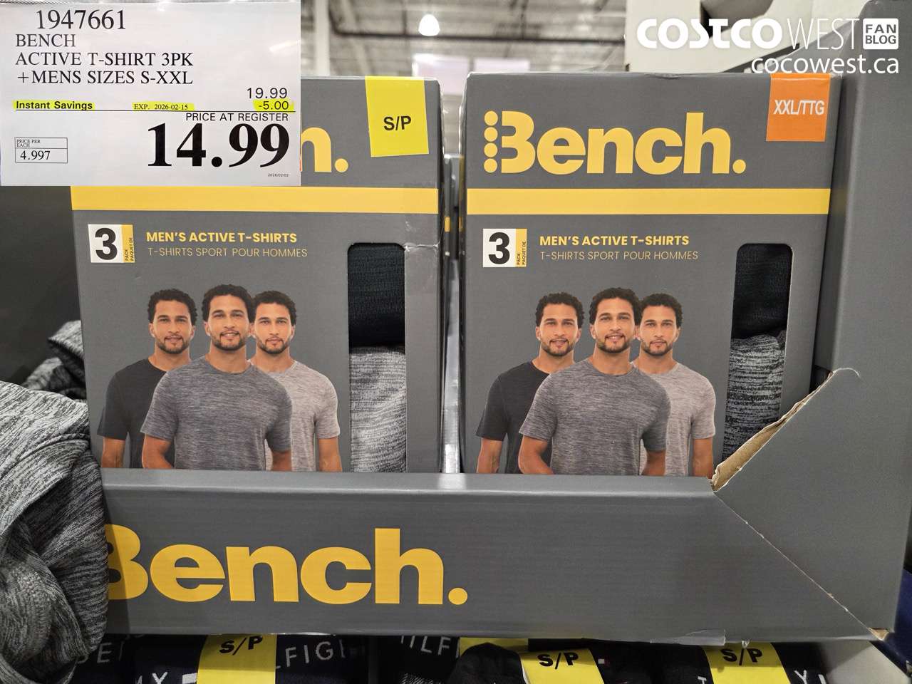 1947661 BENCH ACTIVE T-SHIRT 3PK + MENS SIZES S-XXL ($5.00 INSTANT SAVINGS EXPIRES ON 2026-02-15) $14.99