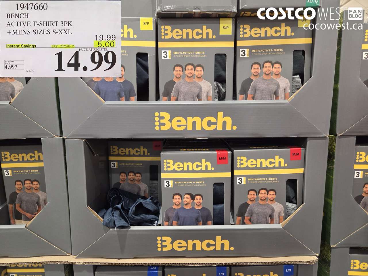 1947660 BENCH ACTIVE T-SHIRT 3PK + MENS SIZES S-XXL ($5.00 INSTANT SAVINGS EXPIRES ON 2026-02-15) $14.99