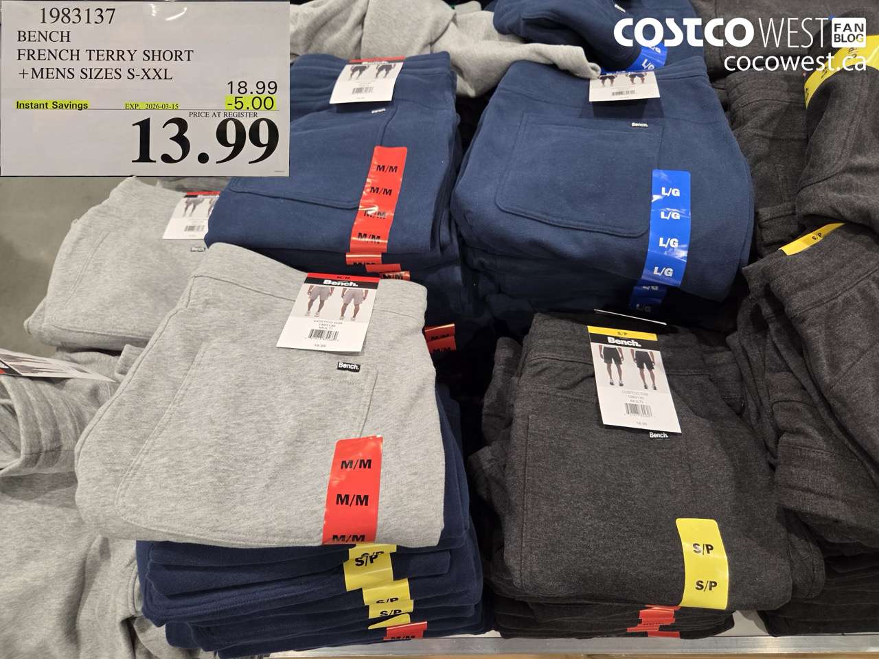 1983137 BENCH FRENCH TERRY SHORT +MENS SIZES S-XXL ($5.00 INSTANT SAVINGS EXPIRES ON 2026-03-15) $13.99