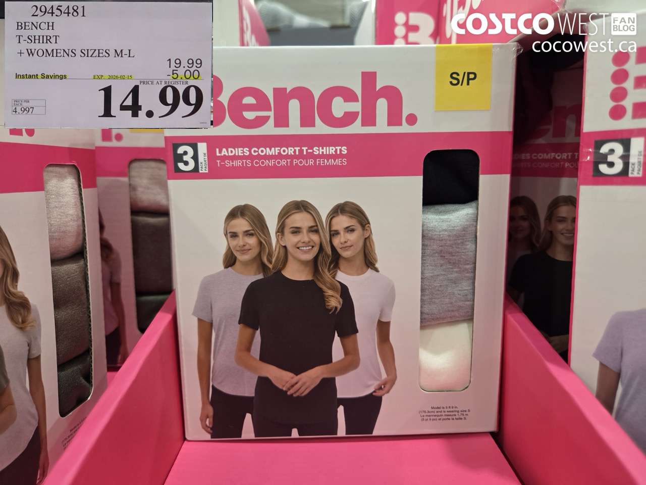 2945481 BENCH T-SHIRT + WOMENS SIZES M-L ($5.00 INSTANT SAVINGS EXPIRES ON 2026-02-15) $14.99