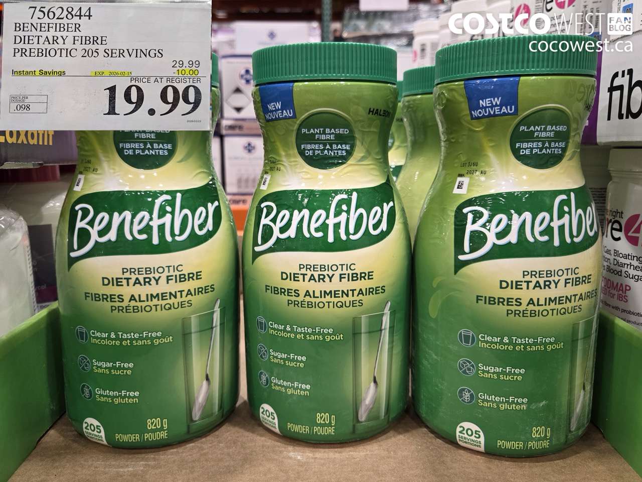 7562844 BENEFIBER DIETARY FIBRE PREBIOTIC 205 SERVINGS ($10.00 INSTANT SAVINGS EXPIRES ON 2026-02-15) $19.99