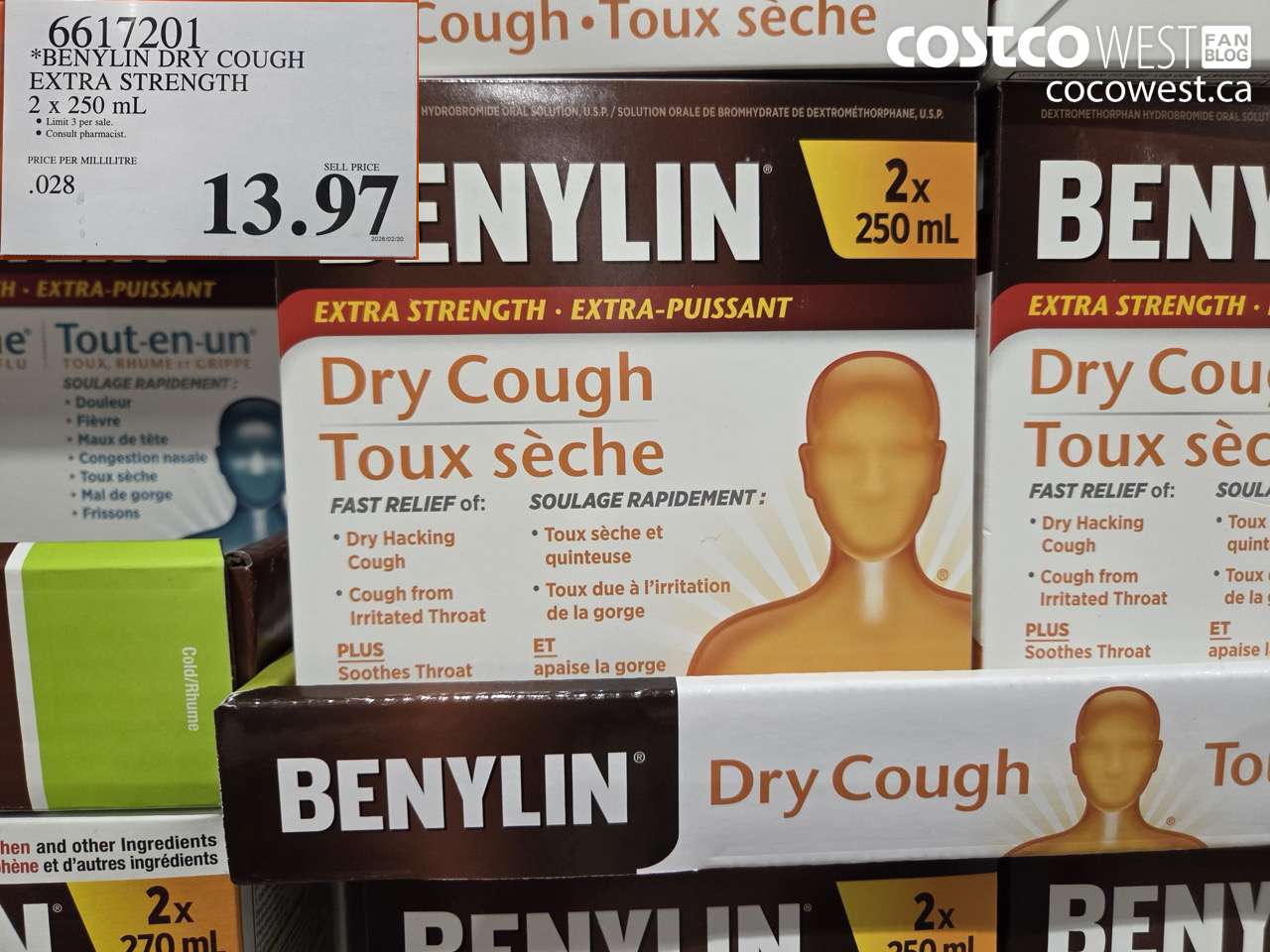6617201 BENYLIN DRY COUGH EXTRA STRENGTH 2 X 250 ML $13.97