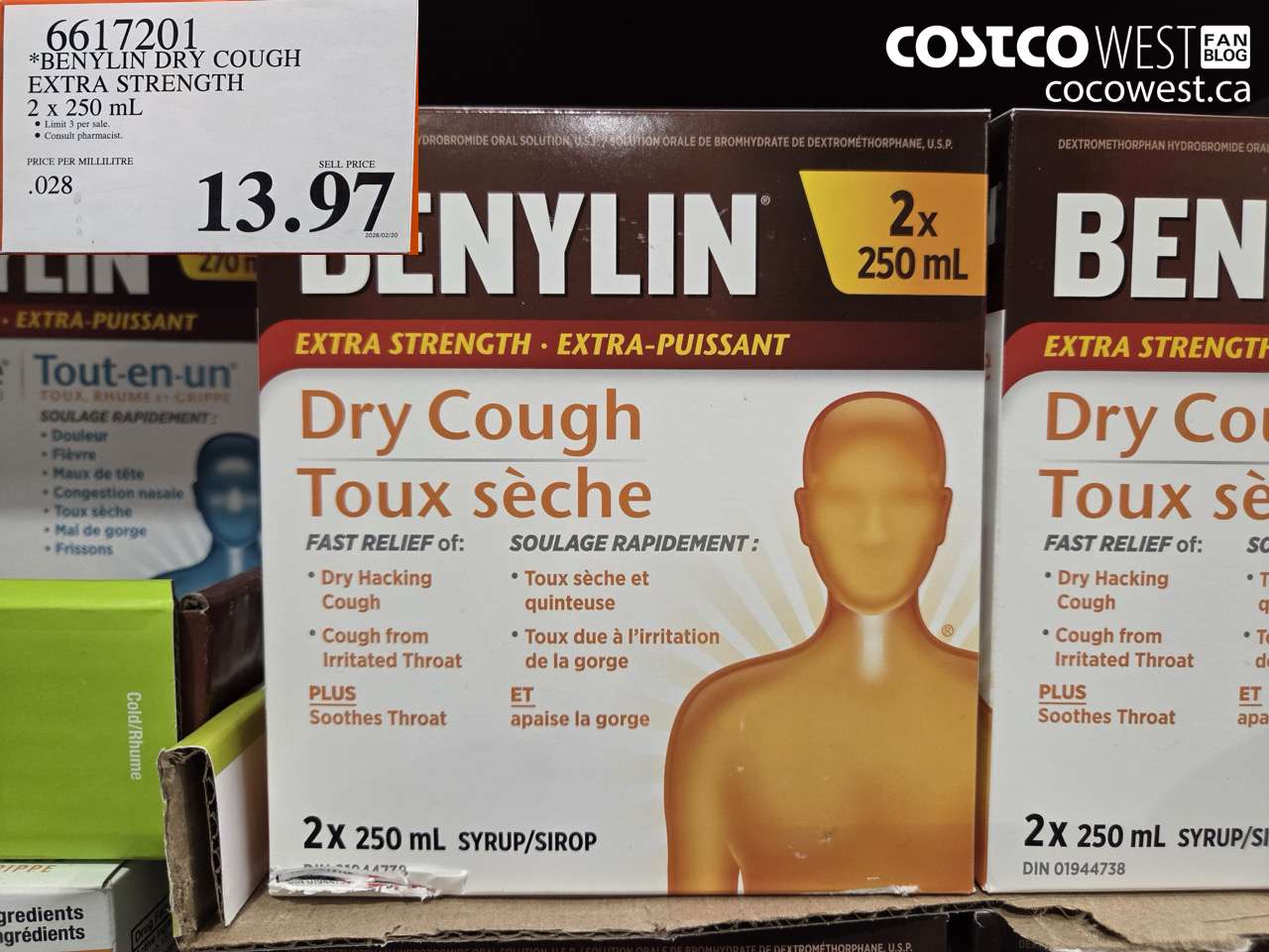 6617201 BENYLIN DRY COUGH EXTRA STRENGTH 2 x 250 mL $13.97