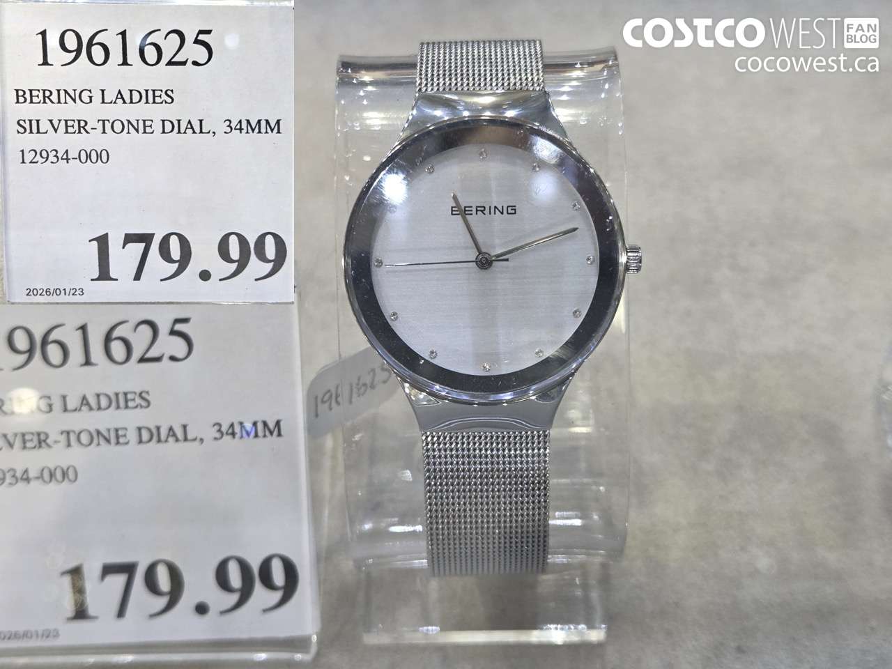 1961625 BERING LADIES SILVER-TONE DIAL, 34MM 12934-000 $179.99