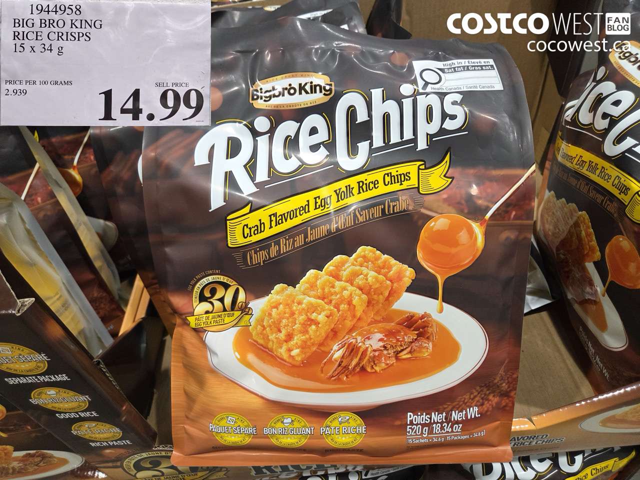 1944958 BIG BRO KING RICE CRISPS 15 X 34 G $14.99