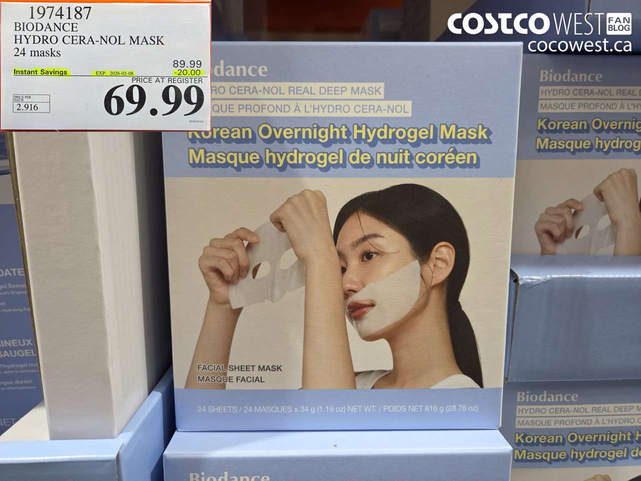 1974187 BIODANCE HYDRO CERA-NOL MASK 24 MASKS ($20.00 INSTANT SAVINGS EXPIRES ON 2026-02-08) $69.99