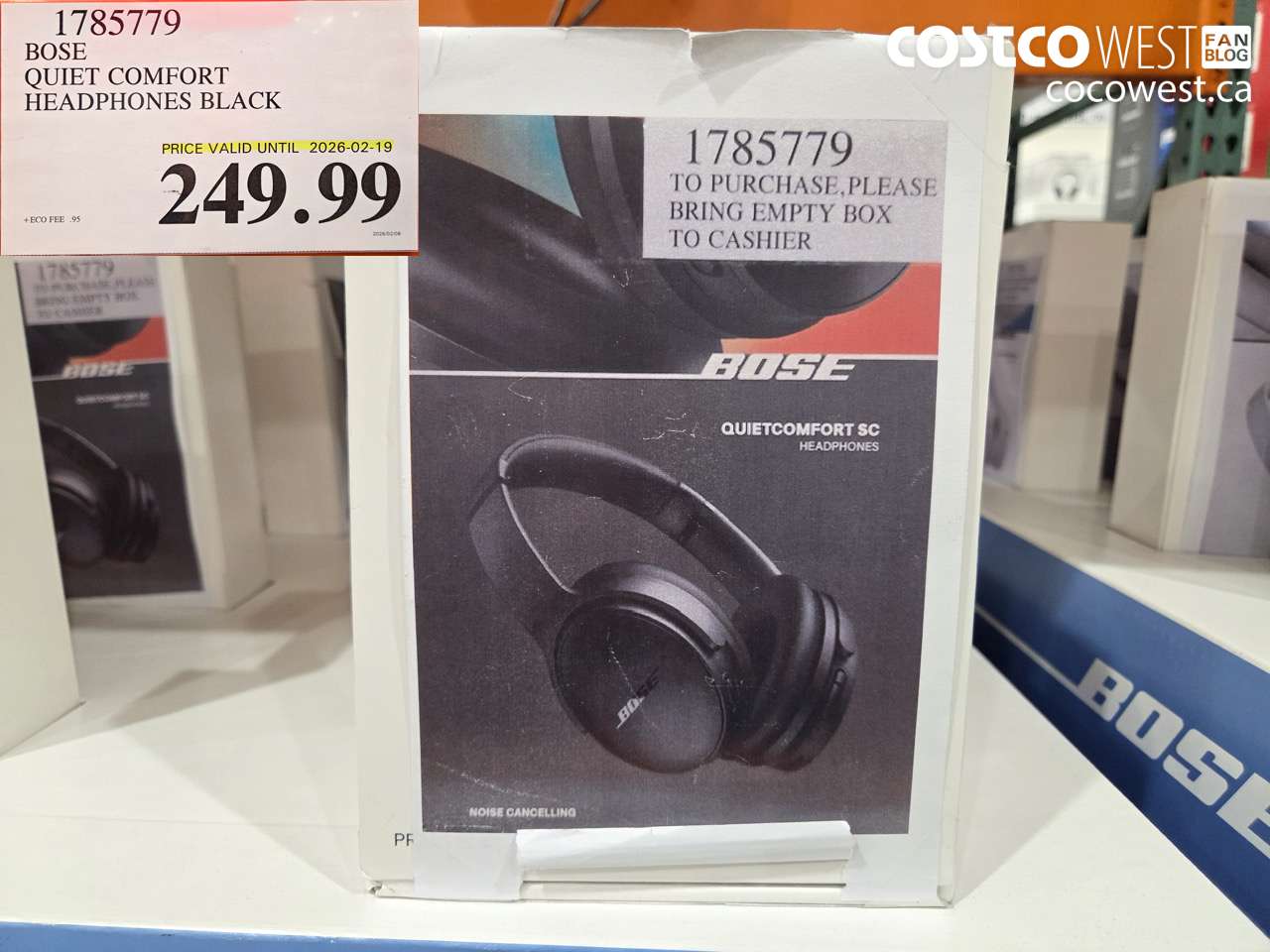1785779 BOSE QUIET COMFORT HEADPHONES BLACK (EXPIRES ON 2026-02-19) $249.99