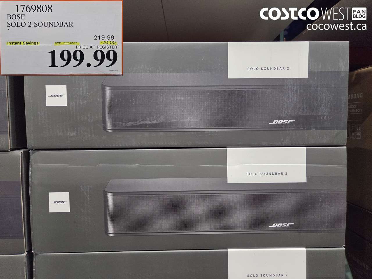 1769808 BOSE SOLO 2 SOUND BAR ($20.00 INSTANT SAVINGS EXPIRES ON 2026-02-12) $199.99