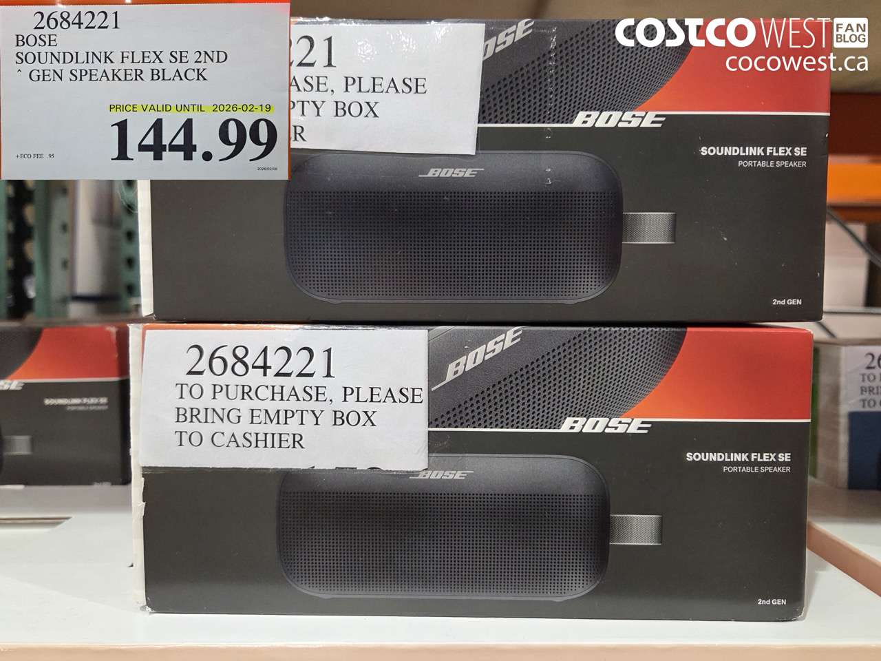 2684211 BOSE SOUNDLINK FLEX SE 2ND GEN SPEAKER BLACK (EXPIRES ON 2026-02-19) $144.99