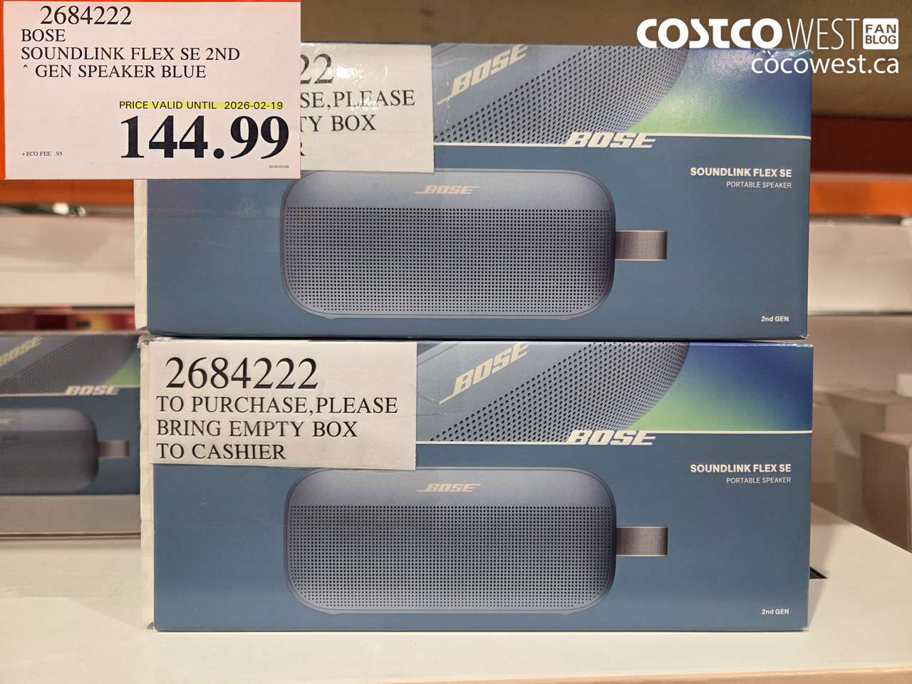 26842222 BOSE SOUNDLINK FLEX SE 2ND GEN SPEAKER BLUE (EXPIRES ON 2026-02-19) $144.99