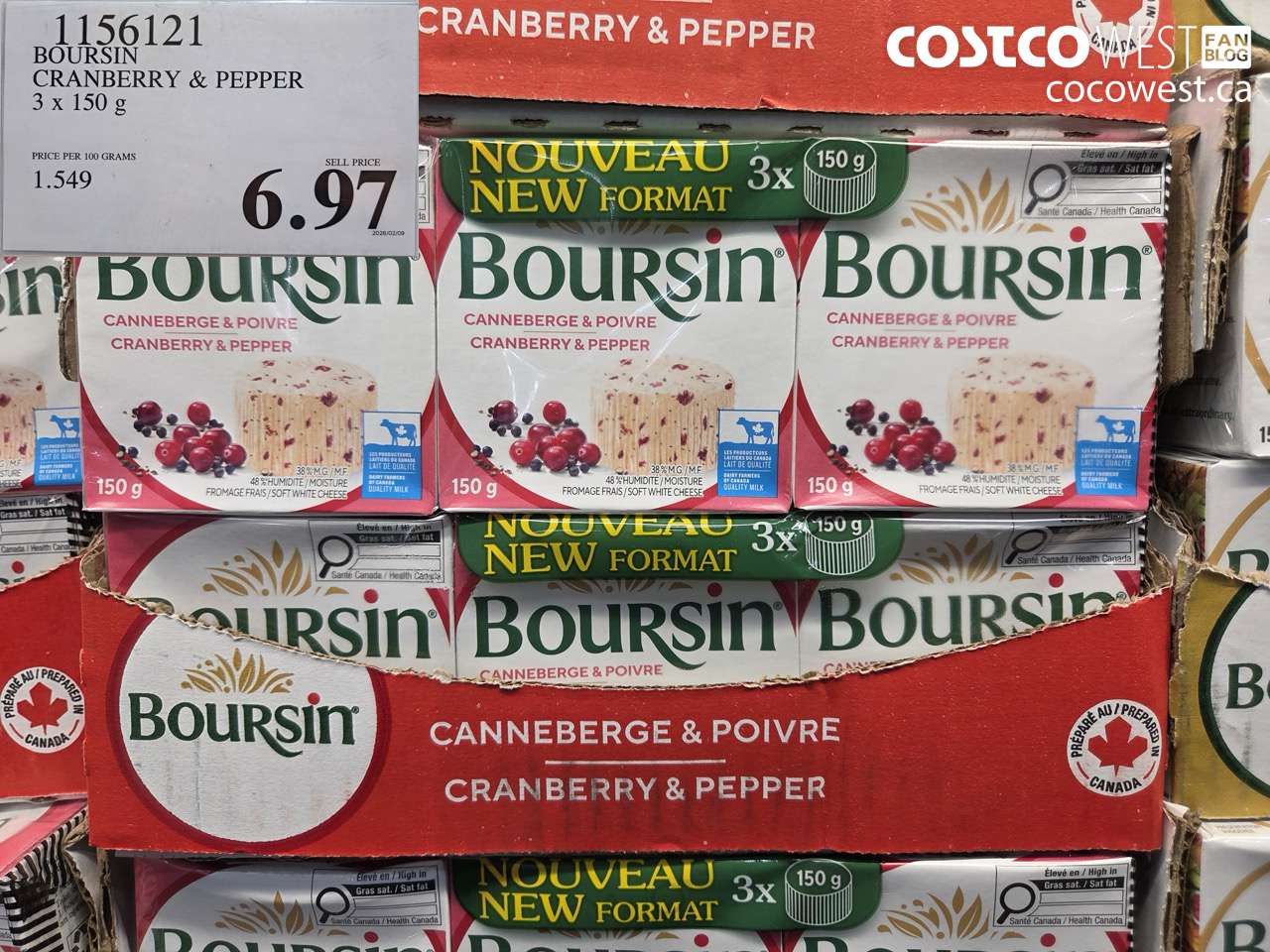 1156121 BOURSIN CRANBERRY & PEPPER 3 X 150G $6.97