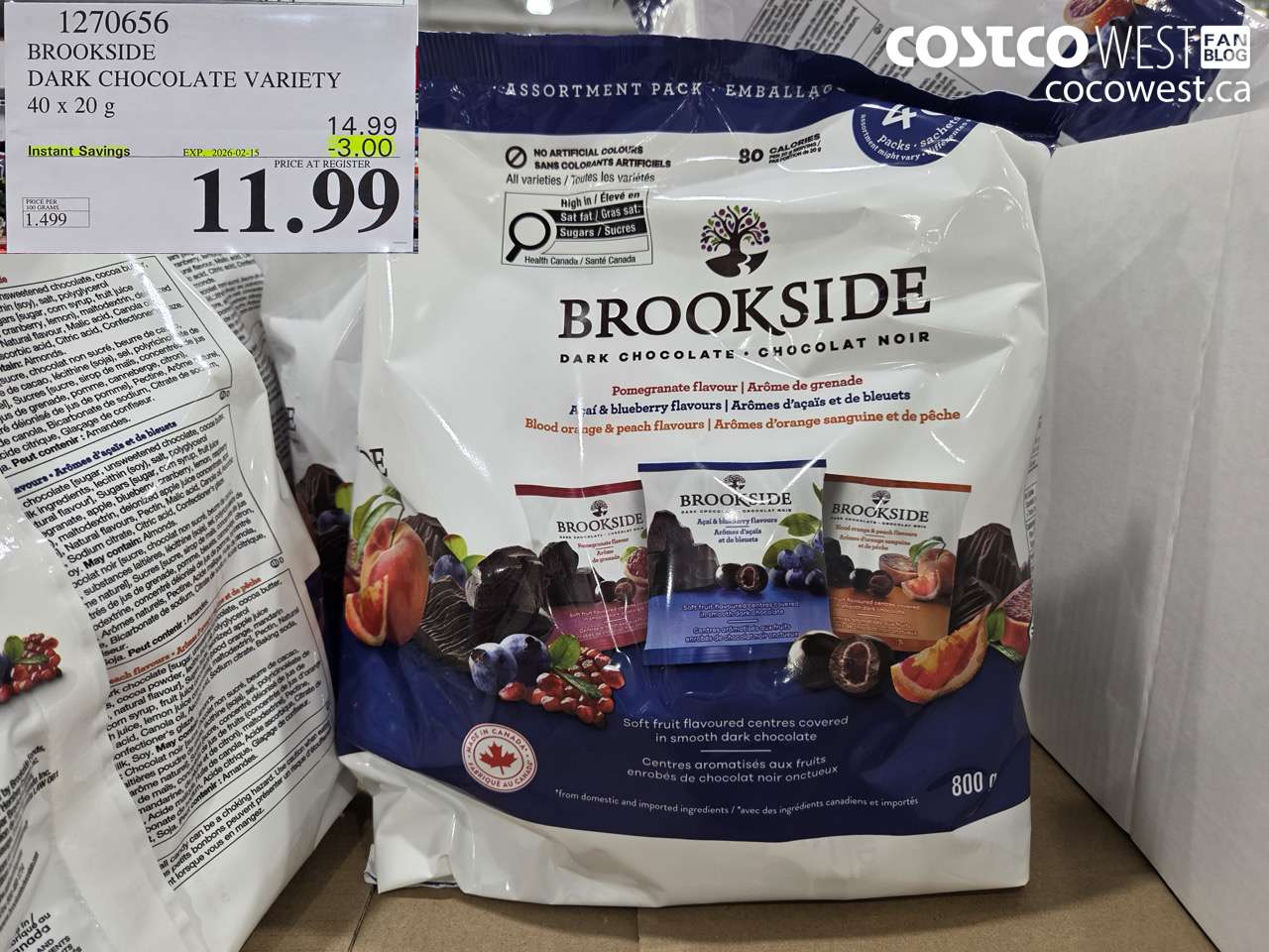 1270656 BROOKSIDE DARK CHOCOLATE VARIETY 40 x 20 g ($3.00 INSTANT SAVINGS EXPIRES ON 2026-02-15) $11.99