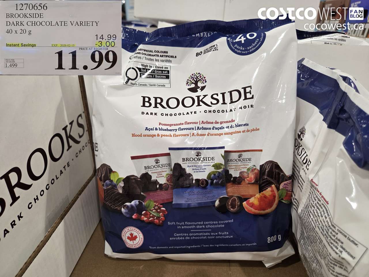1270656 BROOKSIDE DARK CHOCOLATE VARIETY 40 x 20 g ($3.00 INSTANT SAVINGS EXPIRES ON 2026-02-15) $11.99