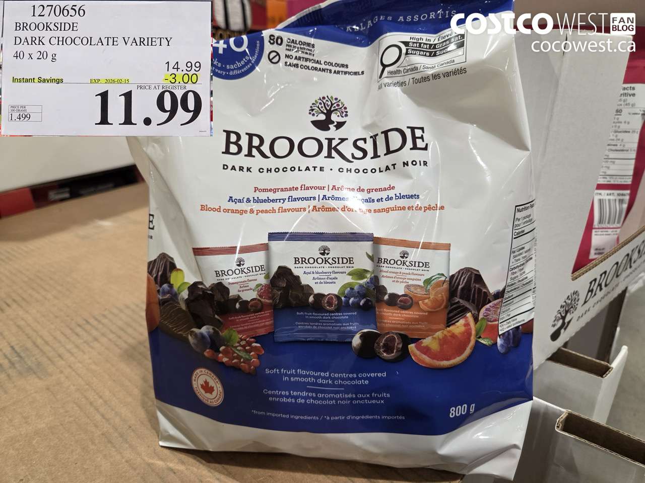 1270656 BROOKSIDE DARK CHOCOLATE VARIETY 40 x 20 g ($3.00 INSTANT SAVINGS EXPIRES ON 2026-02-15) $11.99