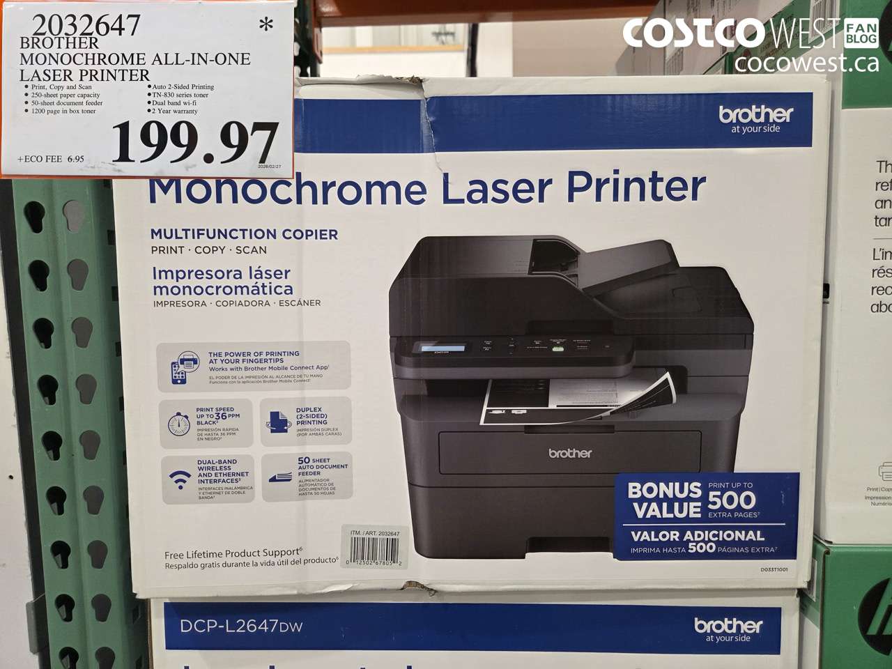 2032647 BROTHER MONOCHROME ALL-IN-ONE LASER PRINTER $199.97
