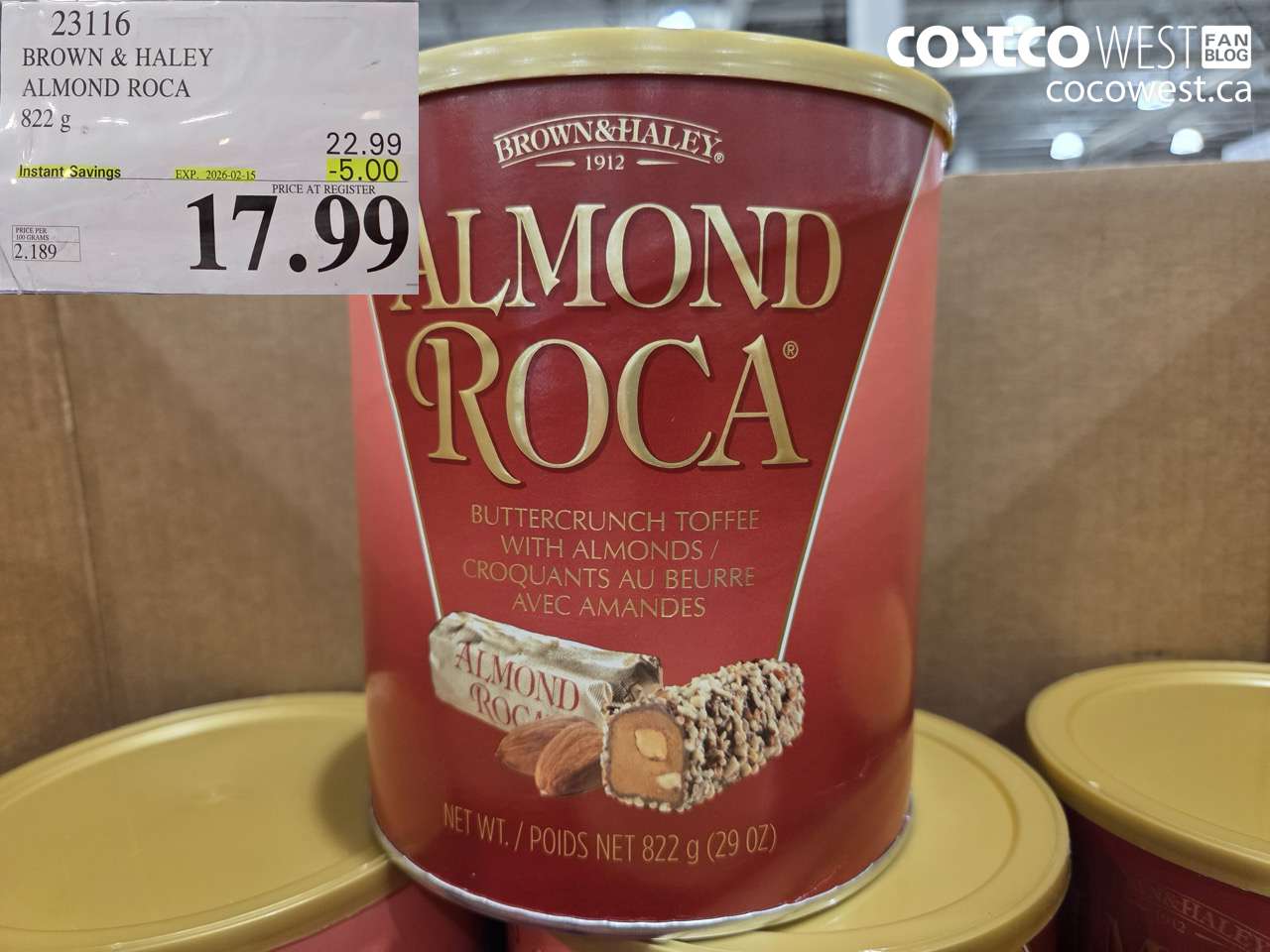 23116 BROWN & HALEY ALMOND ROCA 822G ($5.00 INSTANT SAVINGS EXPIRES ON 2026-02-15) $17.99