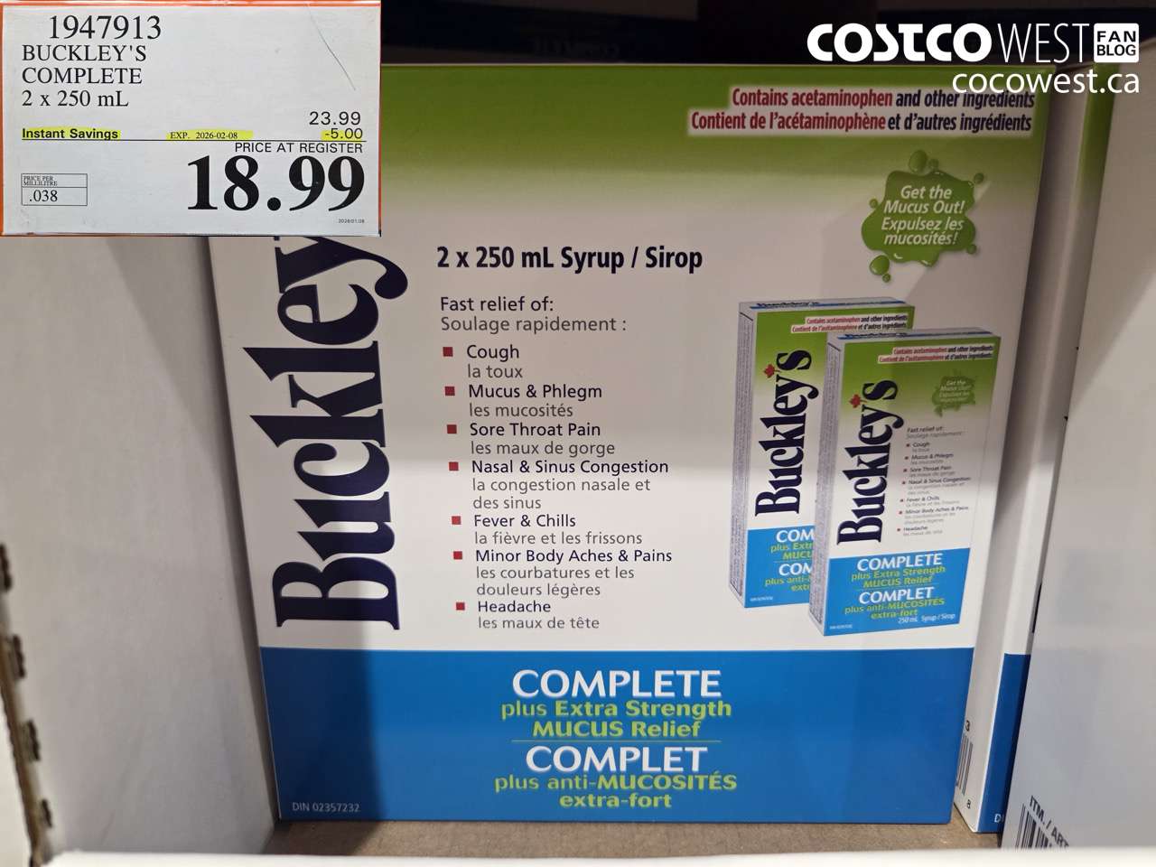 19479113 BUCKLEY'S COMPLETE 2 x 250 mL ($5.00 INSTANT SAVINGS EXPIRES ON 2026-02-08) $18.99