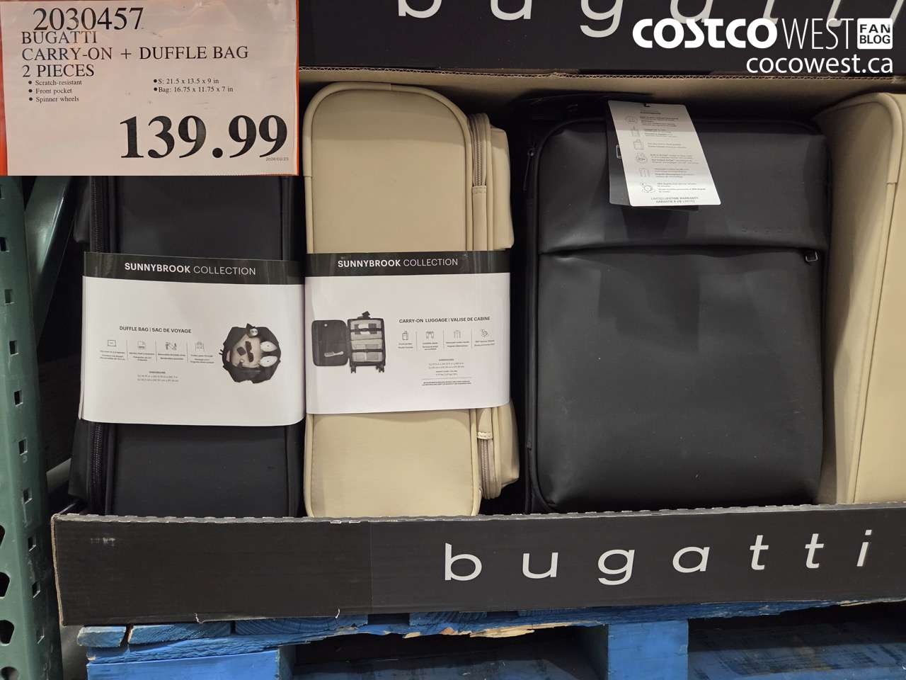 2030457 BUGATTI CARRY-ON + DUFFLE BAG 2 PIECES $139.99