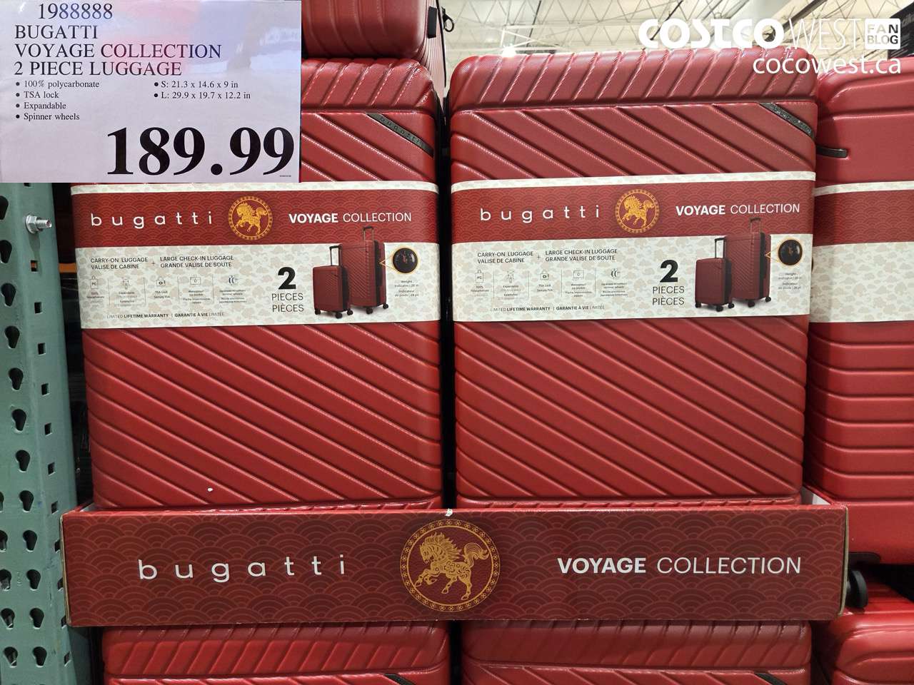 1988888 BUGATTI VOYAGE COLLECTION 2 PIECE LUGGAGE $189.99