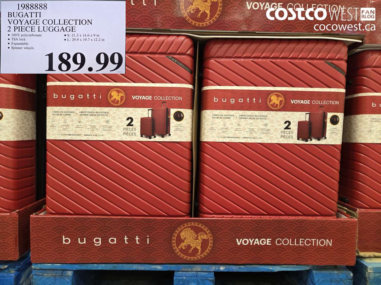 1988888 BUGATTI VOYAGE COLLECTION 2 PIECE LUGGAGE $189.99
