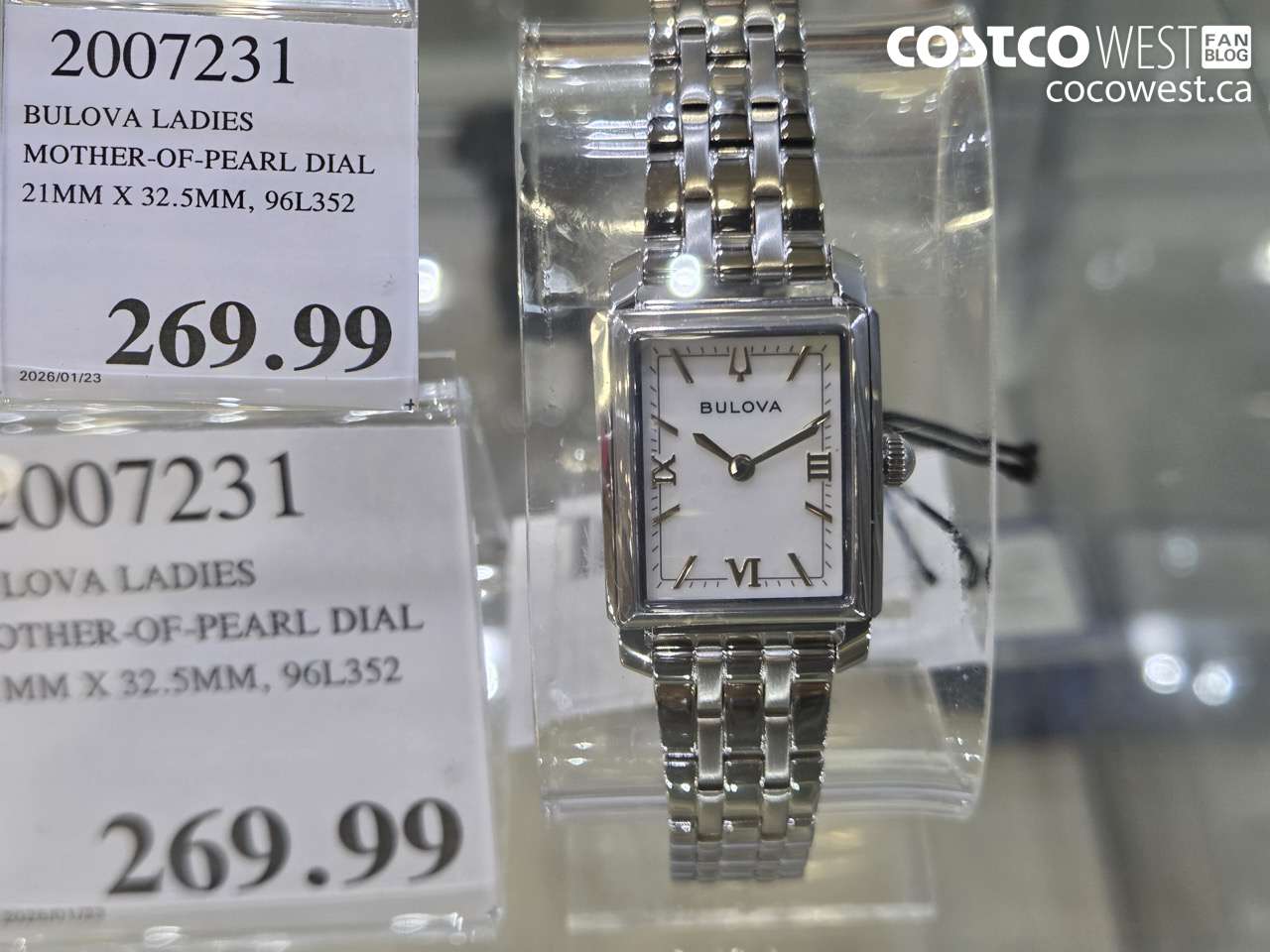 2007231 Bulova Ladies Mother-of-Pearl Dial 21mm x 32.5mm, 96L352 $269.99