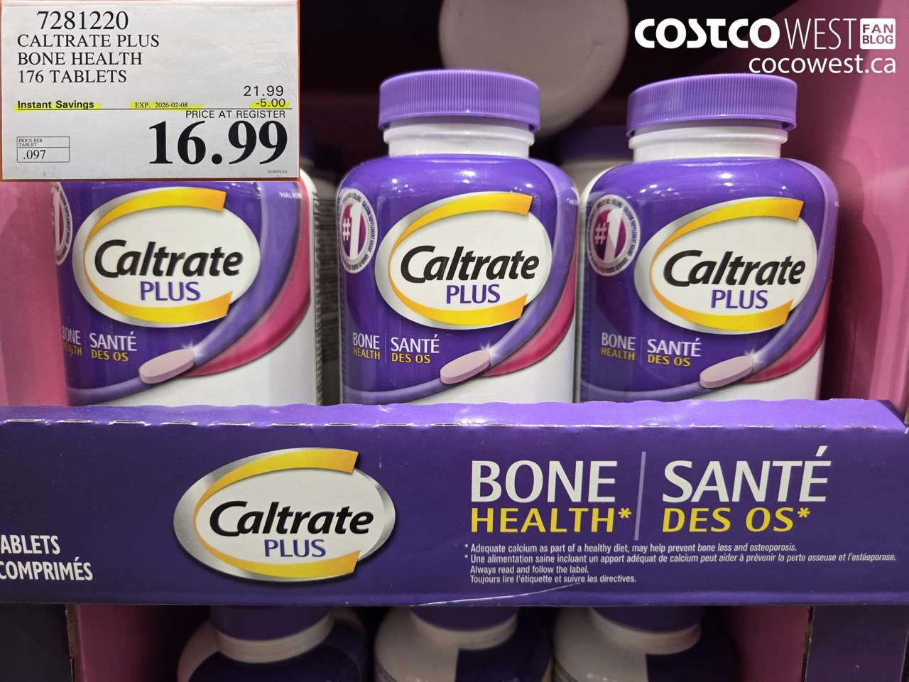 7281220 CALTRATE PLUS BONE HEALTH 176 TABLETS ($5.00 INSTANT SAVINGS EXPIRES ON 2026-02-08) $16.99
