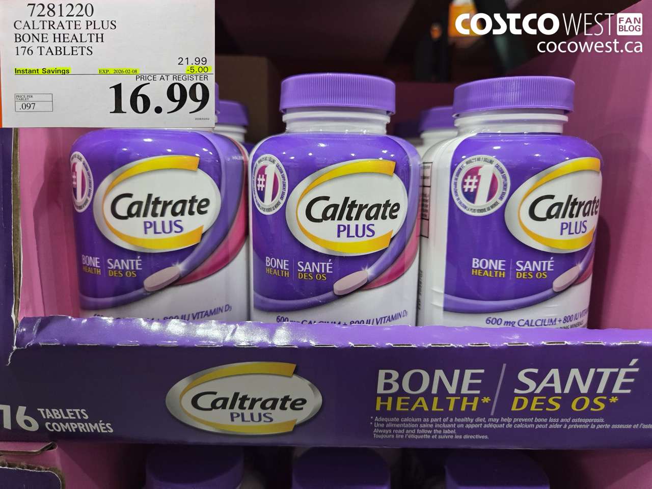 7281220 CALTRATE PLUS CALCIUM SUPPLEMENT 176 TABLETS ($5.00 INSTANT SAVINGS EXPIRES ON 2026-02-08) $16.99