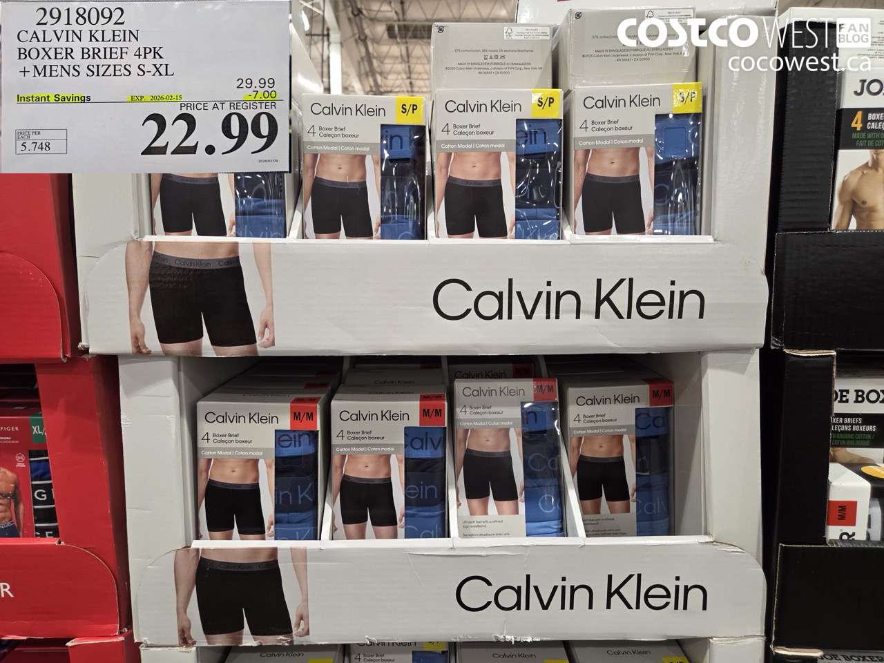 2918092 CALVIN KLEIN BOXER BRIEF 4PK + MENS SIZES S-XL ($7.00 INSTANT SAVINGS EXPIRES ON 2026-02-15) $22.99