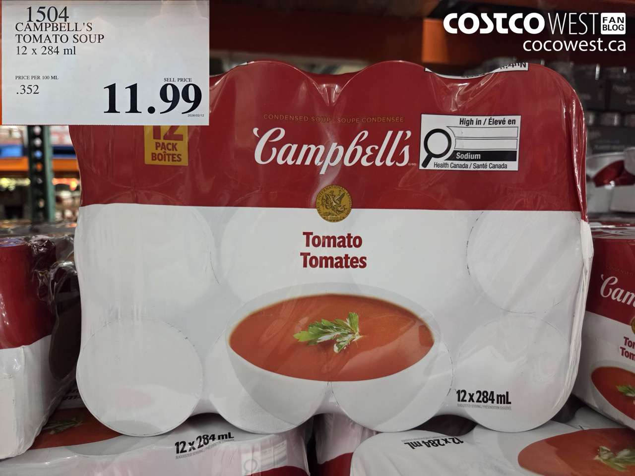1504 CAMPBELL'S TOMATO SOUP 12 x 284 ml $11.99