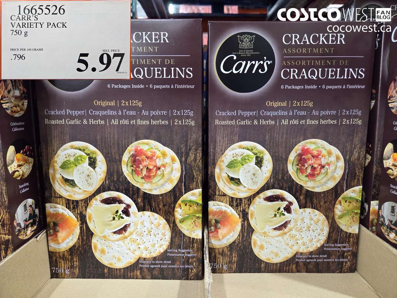 1665526 CARR'S VARIETY PACK 750 g $5.97