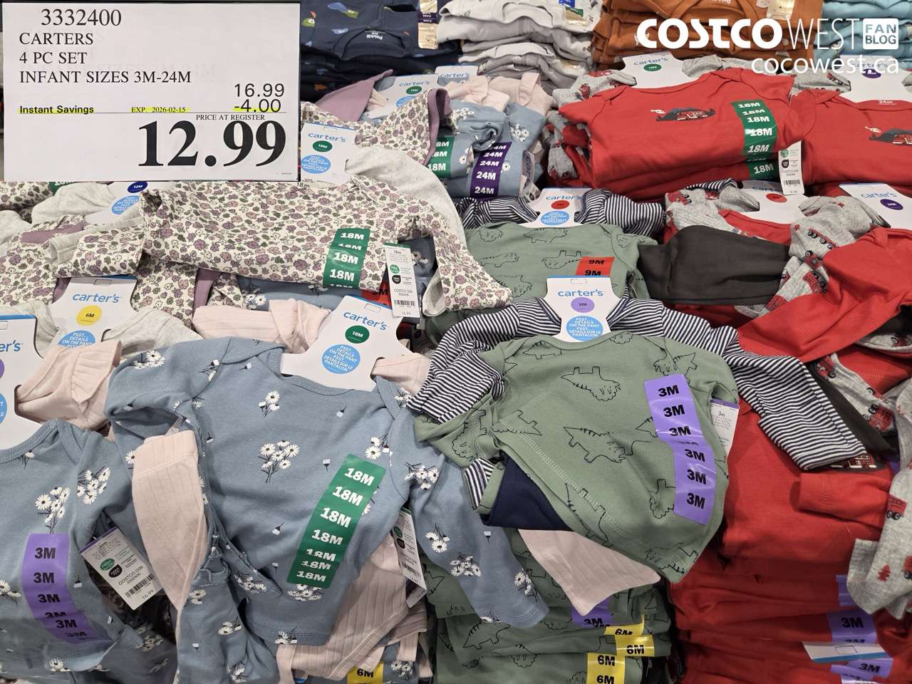 3332400 CARTERS 4 PC SET INFANT SIZES 3M-24M ($4.00 INSTANT SAVINGS EXPIRES ON 2026-02-15) $12.99