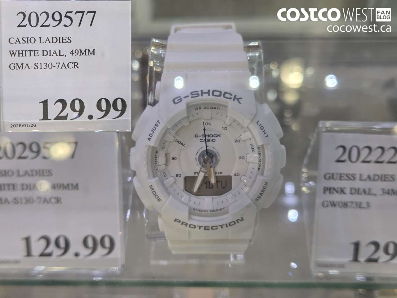 2029577 CASIO LADIES WHITE DIAL, 49MM GMA-S130-7ACR $129.99