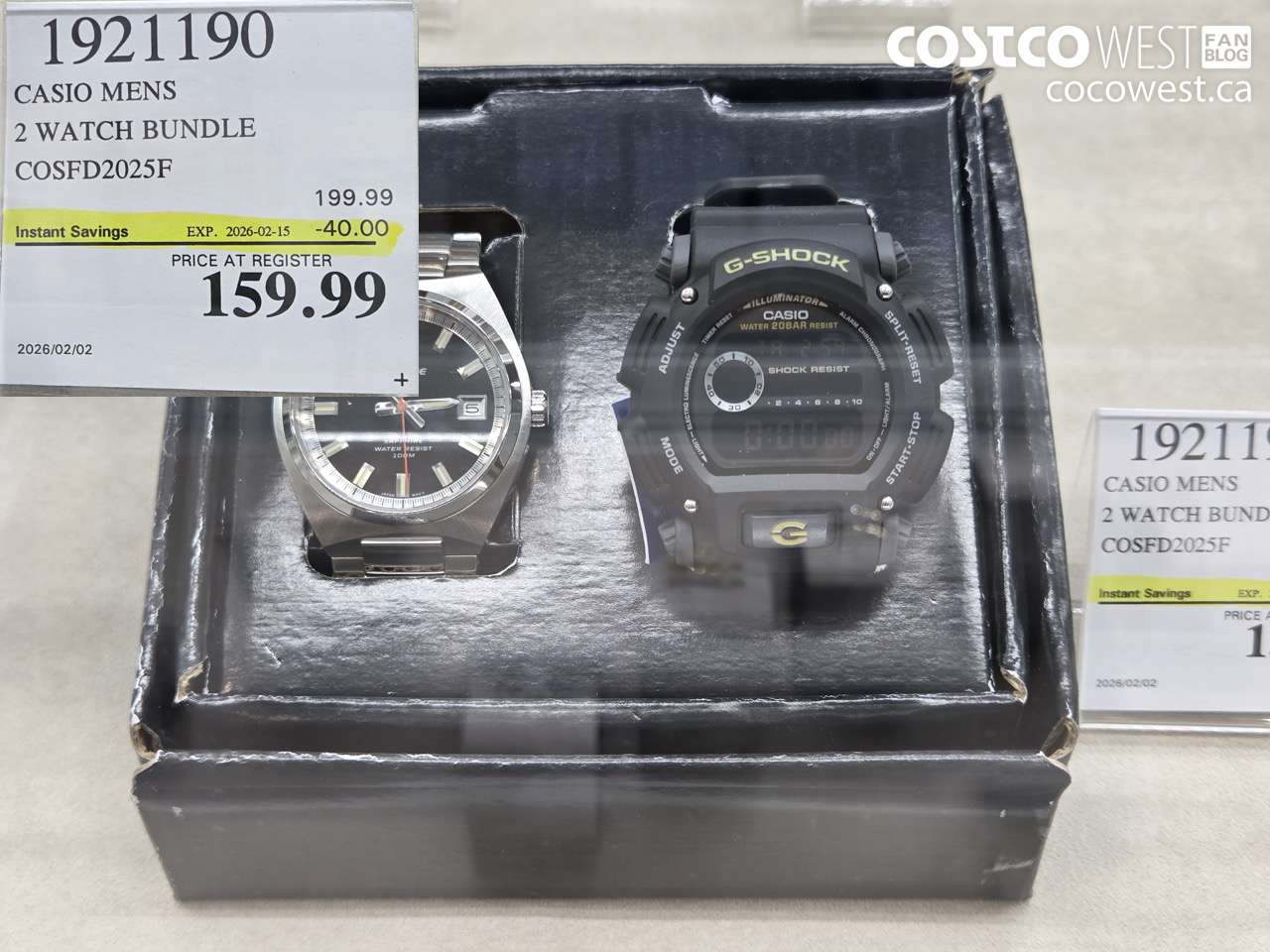 1921190 CASIO MENS 2 WATCH BUNDLE COSFD2025F ($40.00 INSTANT SAVINGS EXPIRES ON 2026-02-15) $159.99