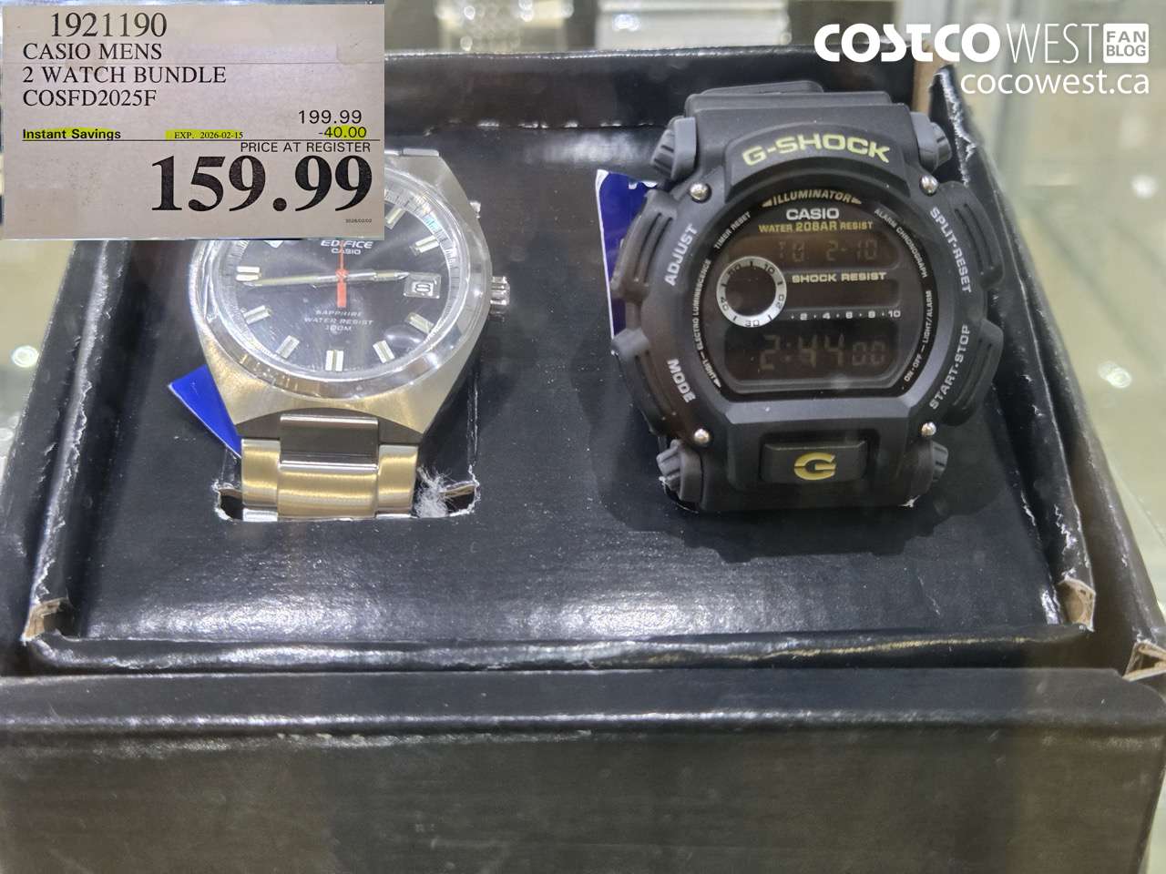 1921190 CASIO MENS 2 WATCH BUNDLE COSFD2052F ($40.00 INSTANT SAVINGS EXPIRES ON 2026-02-15) $159.99