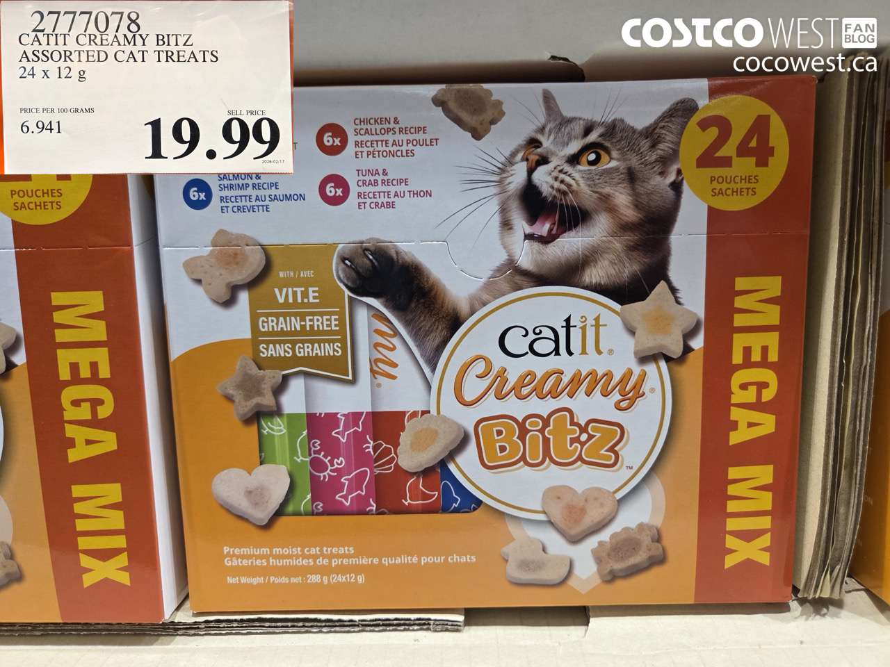 2777078 CATIT CREAMY BITZ ASSORTED CAT TREATS 24 x 12 g $19.99