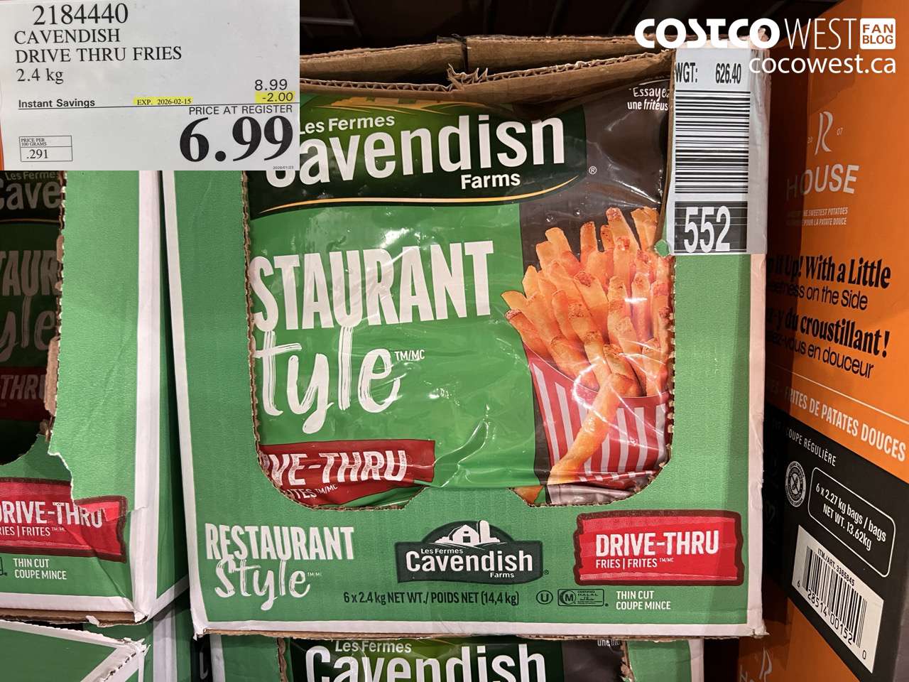 21844440 CAVENDISH DRIVE THRU FRIES 2.4 kg ($2.00 INSTANT SAVINGS EXPIRES ON 2026-02-15) $6.99