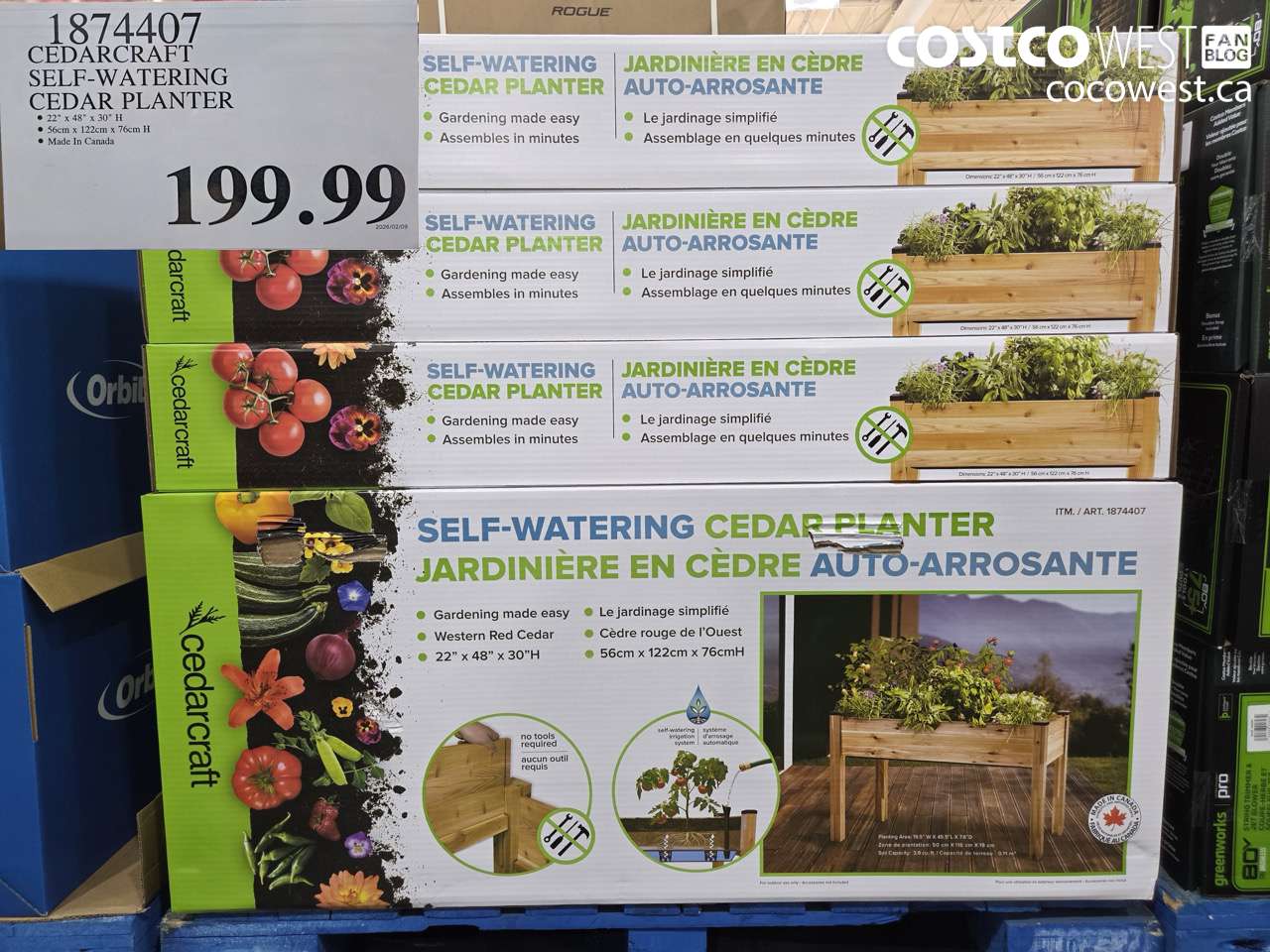 1874407 CEDARCRAFT SELF-WATERING CEDAR PLANTER $199.99