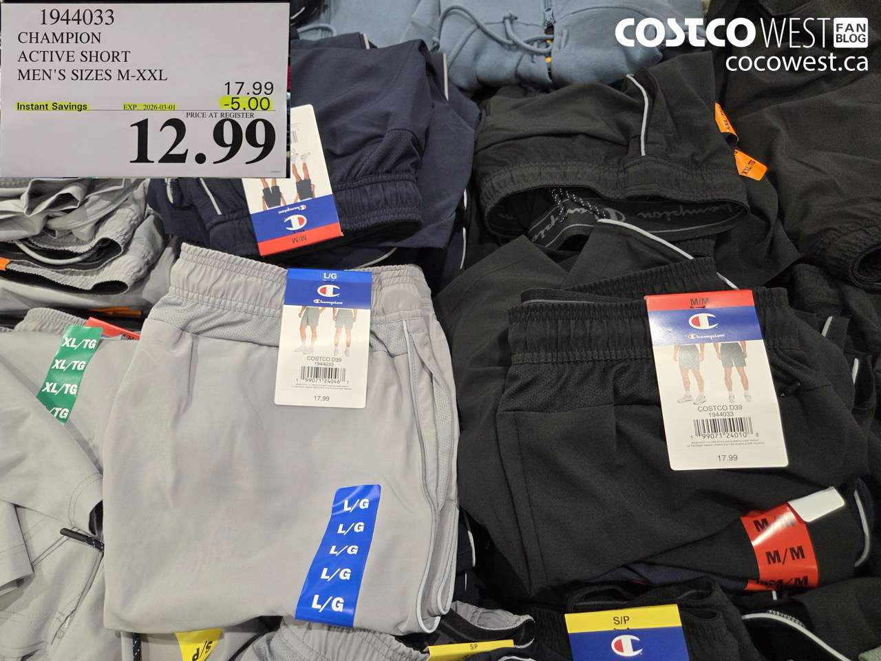 1944033 CHAMPION ACTIVE SHORT MEN'S SIZES M-XXL ($5.00 INSTANT SAVINGS EXPIRES ON 2026-03-01) $12.99