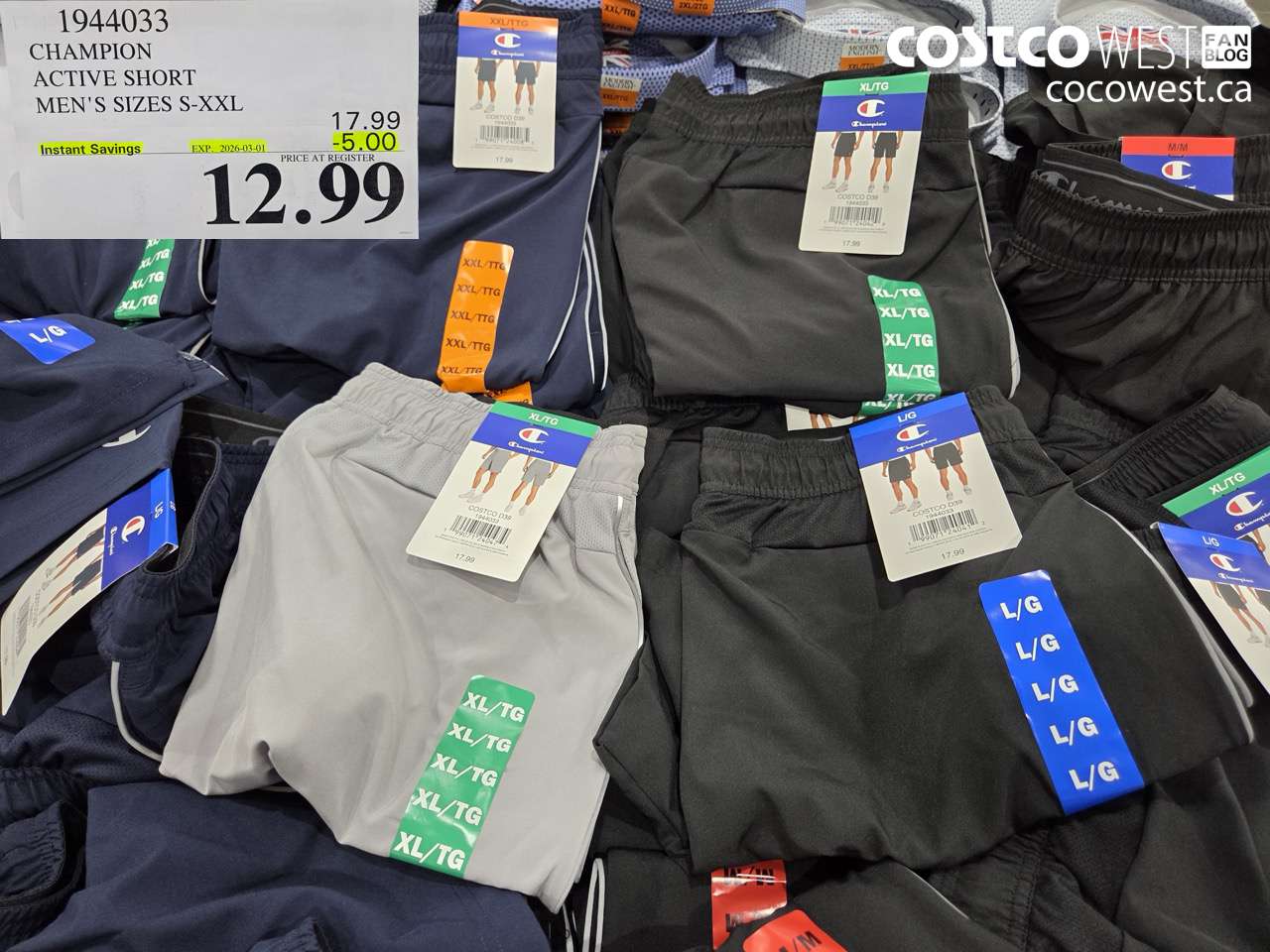 1944033 CHAMPION ACTIVE SHORT MEN'S SIZES S-XXL ($5.00 INSTANT SAVINGS EXPIRES ON 2026-03-01) $12.99