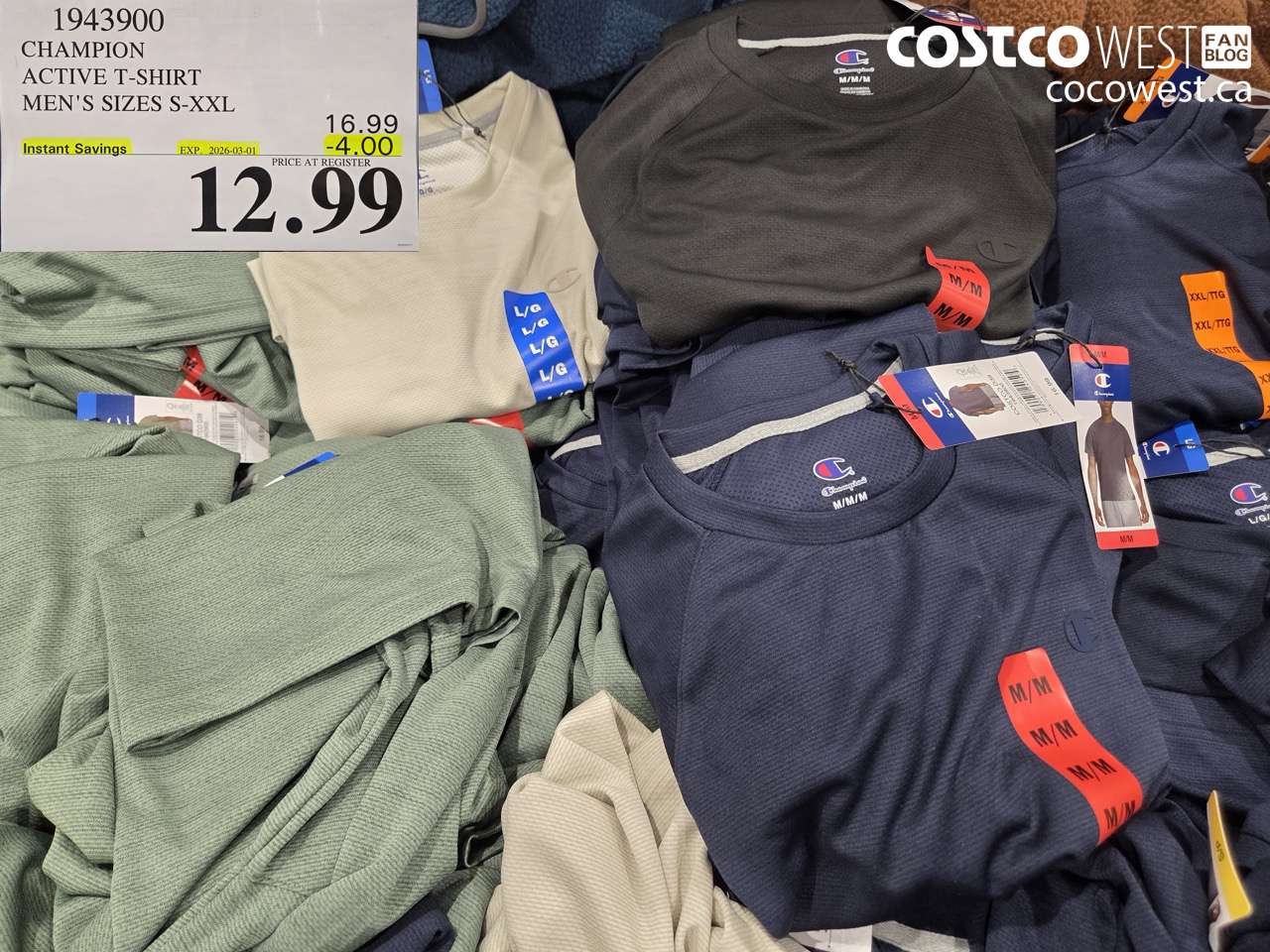 1943900 CHAMPION ACTIVE T-SHIRT MEN'S SIZES S-XXL ($4.00 INSTANT SAVINGS EXPIRES ON 2026-03-01) $12.99