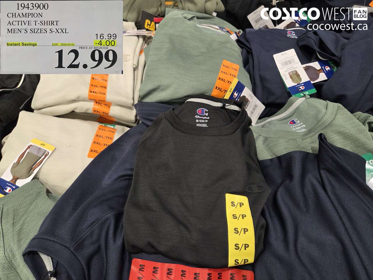 1943900 CHAMPION ACTIVE T-SHIRT MEN'S SIZES S-XXL ($4.00 INSTANT SAVINGS EXPIRES ON 2026-03-01) $12.99