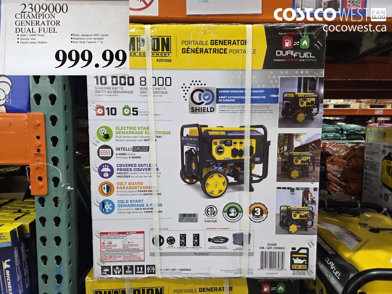 2309000 CHAMPION GENERATOR DUAL FUEL $999.99