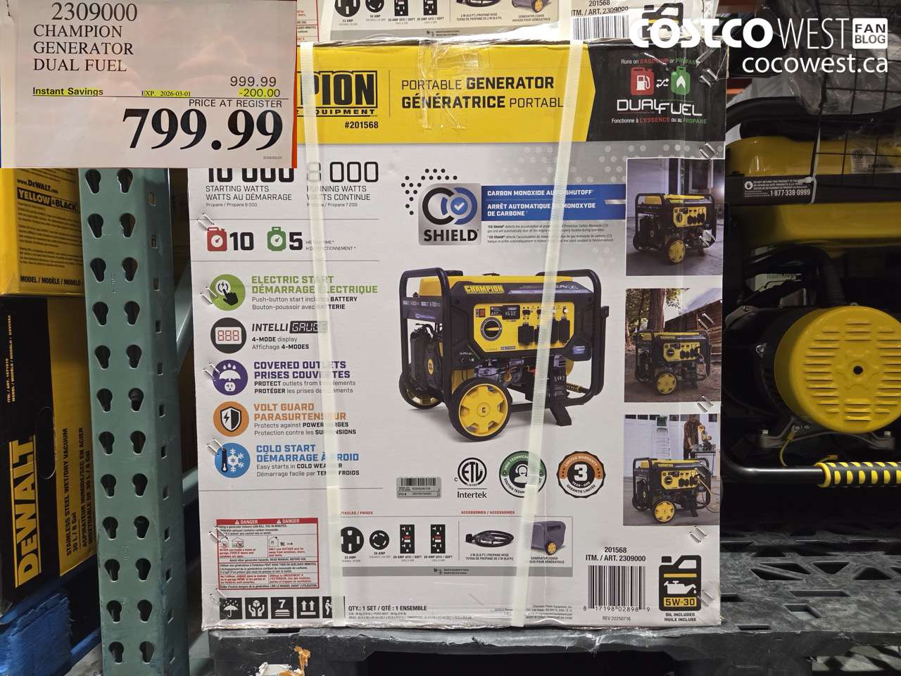 2309000 CHAMPION GENERATOR DUAL FUEL ($200.00 INSTANT SAVINGS EXPIRES ON 2026-03-01) $799.99