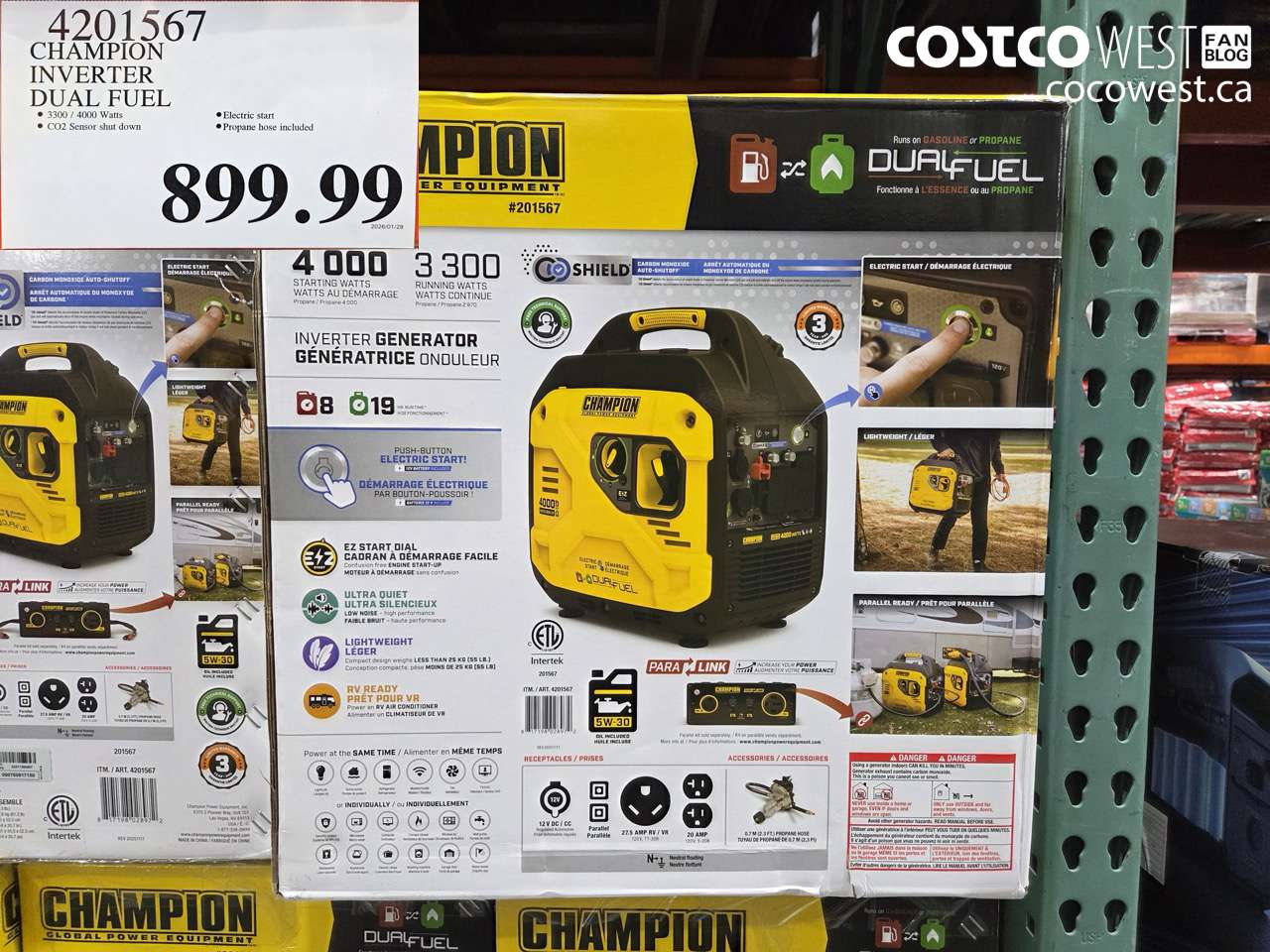 4201567 CHAMPION INVERTER DUAL FUEL $899.99