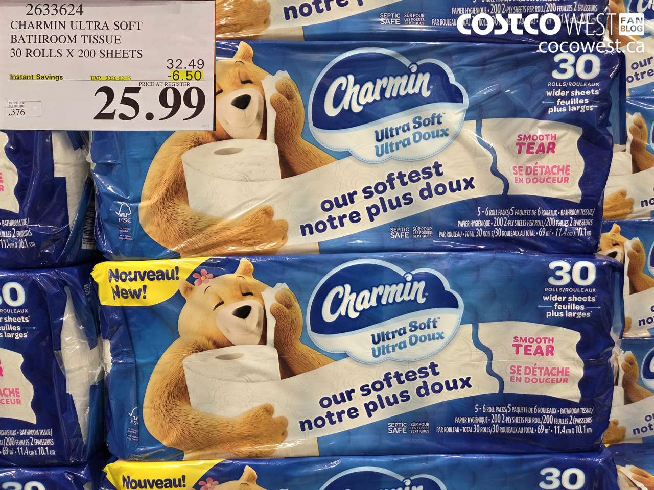 2633624 CHARMIN ULTRA SOFT BATHROOM TISSUE 30 ROLLS X 200 SHEETS ($6.50 INSTANT SAVINGS EXPIRES ON 2026-02-15) $25.99