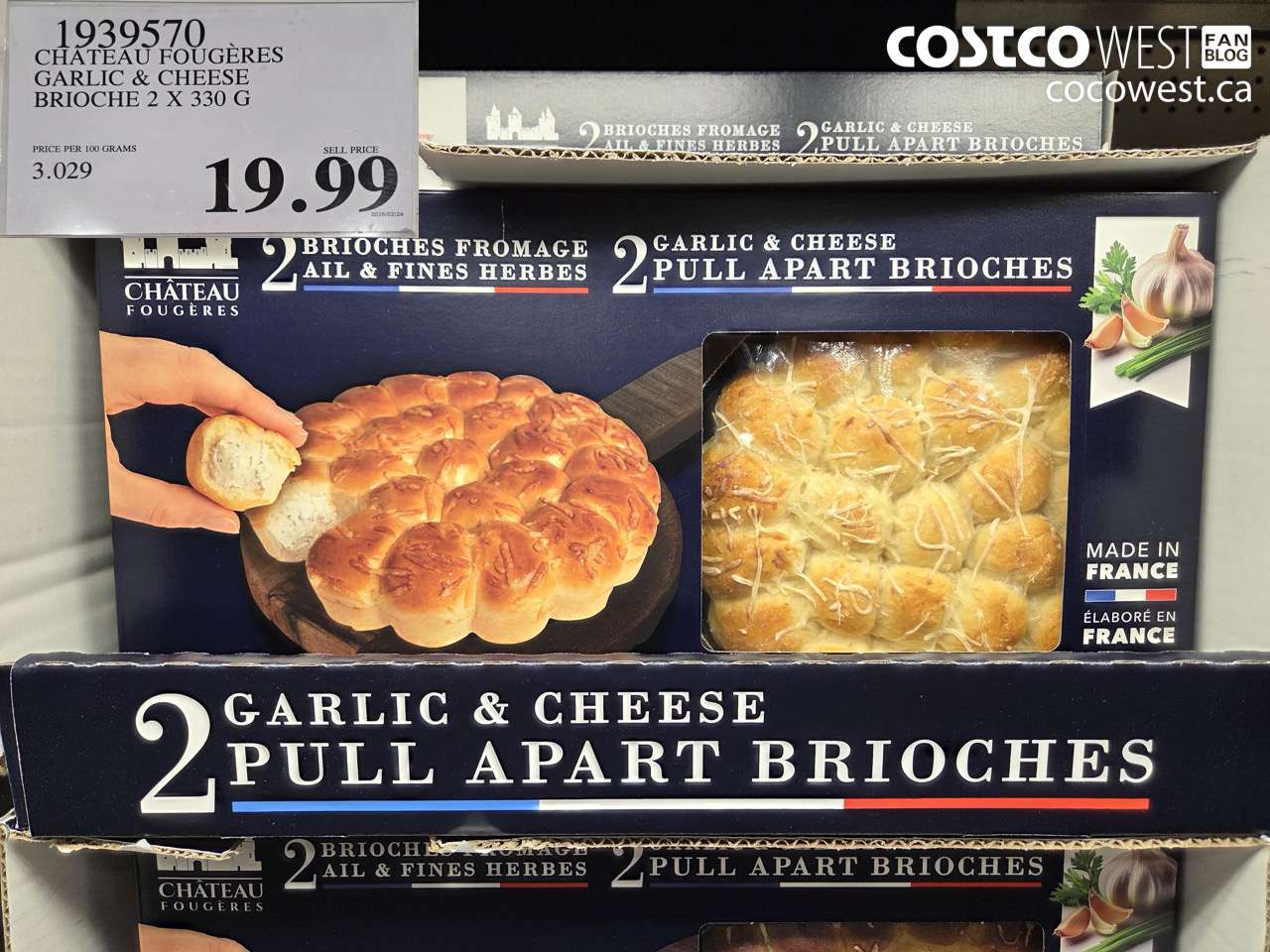 1939570 CHATEAU FOUGERES GARLIC & CHEESE BRIOCHE 2 X 330 G $19.99